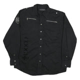 COOGI Mens Black Cotton Blend Shirt 2XL Long Sleeve Button Front Embroidered