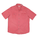 WRANGLER Mens Red Cotton Blend Casual Short Sleeve Shirt L Button Pockets