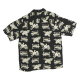 KNIGHTSBRIDGE Mens Black Hawaiian Shirt M Floral Print Casual Summer Wear