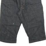 Mens Black Cotton Blend Denim Style Casual Shorts XL W34 Relaxed Fit Pocket