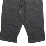 Mens Black Cotton Blend Denim Style Casual Shorts XL W34 Relaxed Fit Pocket
