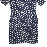 LAFAYETTE Womens Navy Blue & White Floral Day Dress Polyester Blend Short Sleeve