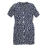 LAFAYETTE Womens Navy Blue & White Floral Day Dress Polyester Blend Short Sleeve