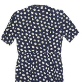 LAFAYETTE Womens Navy Blue & White Floral Day Dress Polyester Blend Short Sleeve