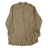 JENNI Womens Brown Plain Shirt Long Sleeve Band Collar S Patterned Cotton Blend