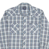 WRANGLER Mens Blue & White Check Shirt XL Western Style Long Sleeve Casual