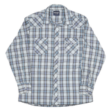 WRANGLER Mens Blue & White Check Shirt XL Western Style Long Sleeve Casual