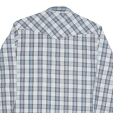 WRANGLER Mens Blue & White Check Shirt XL Western Style Long Sleeve Casual
