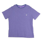 CHAPS Mens Purple & White Striped T-Shirt XL Short Sleeve Crew Neck Chest Pocket