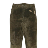 Womens Slim Fit Suede Brown Slim Tapered Trousers W29 L28 Leaf Patch