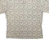 CAMPIA Mens Beige & Grey Abstract Print Shirt L Cotton Blend Summer Casual
