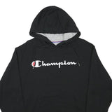 CHAMPION Mens Black Pullover Hoodie M Cotton Blend Classic Logo Hooded