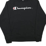 CHAMPION Mens Black Pullover Hoodie M Cotton Blend Classic Logo Hooded