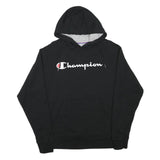 CHAMPION Mens Black Pullover Hoodie M Cotton Blend Classic Logo Hooded