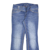 ARYIA Womens Blue Regular Bootcut Denim Light W32 L30 Detailed Stitching Zip