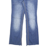 ARYIA Womens Blue Regular Bootcut Denim Light W32 L30 Detailed Stitching Zip