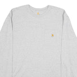 CARHARTT Mens Grey Long Sleeve Crew Neck T-Shirt XL Pocket Cotton Workwear