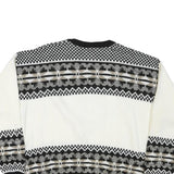 PORTO BELLO Womens Black & White Patterned Wool Jumper Crew Neck Cable Knit S