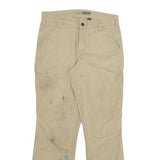 CARHARTT Mens Cotton Blend Beige Relaxed Straight Trousers W32 L32 Workwear Zip