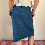 Unbranded Midi Denim Skirt - 28W UK 8 Blue Cotton