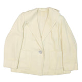 Womens Cream Button Jacket M Polyester Blend Plain Classic Fit Lightweight