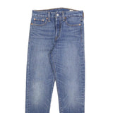 LEVI'S Womens Slim Blue Denim Light Jeans W25 L27 Raw Hem Button Closure