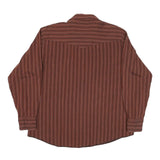 WRANGLER Mens Brown Striped Western Shirt XL Cotton Blend Button Long Sleeve