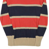 TOMMY HILFIGER Womens Navy & Red & Beige Striped Plain Crew Neck Basic Knit