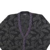 BACHRACH Womens Black & Grey Patterned Button Up Jumper M Knitwear Elegant