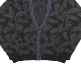 BACHRACH Womens Black & Grey Patterned Button Up Jumper M Knitwear Elegant