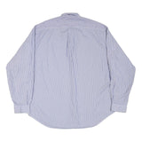 TOMMY HILFIGER Mens Blue Striped Cotton Blend Shirt L Button-Down Collar Long