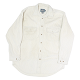WOOLRICH Mens White Cream Cotton Work Shirt M Long Sleeve Button Pockets