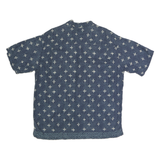 DOCKERS Mens Blue Printed Cotton Shirt XL Casual Button Front Short Sleeve