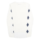 TOMMY HILFIGER Womens White & Navy Patterned Classic Crew Neck Basic Knit Jumper