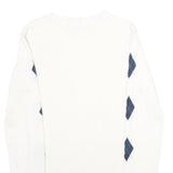 TOMMY HILFIGER Womens White & Navy Patterned Classic Crew Neck Basic Knit Jumper
