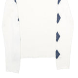 TOMMY HILFIGER Womens White & Navy Patterned Classic Crew Neck Basic Knit Jumper