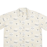 WOOLRICH Mens Beige Adventure Print Cotton Shirt L Casual Lightweight Summer