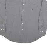 NAUTICA Mens Blue & White Check Shirt XL Classic Cotton Blend Long Sleeve Button