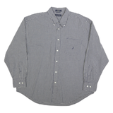 NAUTICA Mens Blue & White Check Shirt XL Classic Cotton Blend Long Sleeve Button