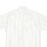 TOWNCRAFT Mens White & Blue Stripe Short Sleeve Shirt M Cotton Blend Casual