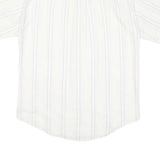 TOWNCRAFT Mens White & Blue Stripe Short Sleeve Shirt M Cotton Blend Casual