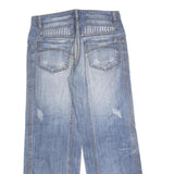 BONSAE Mens Relaxed Blue Denim Light W32 L32 Casual Zip Jeans