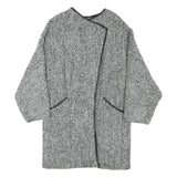 ZARA BASIC Womens Grey Acrylic Blend Relaxed Jacket Size S Knit Oversized