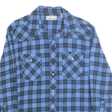 WRANGLER Mens Blue & Black Check Shirt L Western Cotton Long Sleeve Casual