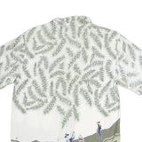 CHEROKEE Mens White & Green Golf Print Cotton Blend Shirt M Casual Short Sleeve