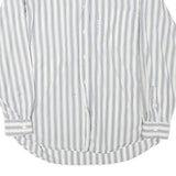 FALCONALLE Mens White & Grey Striped Shirt M Classic Cotton Blend Long Sleeve