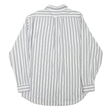 FALCONALLE Mens White & Grey Striped Shirt M Classic Cotton Blend Long Sleeve