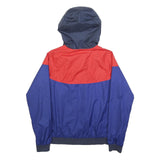 NIKE Mens Blue & Red Windbreaker Jacket S Polyester Sportswear Casual Zip Hooded