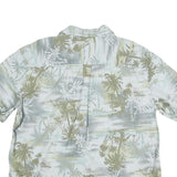 ISLAND SHORES Mens Green & Grey Tropical Print Shirt XL Cotton Blend Summer
