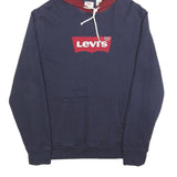 LEVI'S Mens Navy & Maroon Logo Print Hoodie M Casual Cotton Blend Sweatshirt